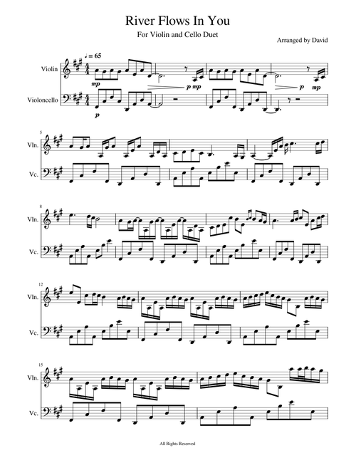 River Flows in You (Arranged for Violin and Cello Duet)