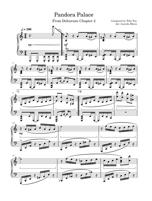 Pandora Palace | Piano Solo Arrangement