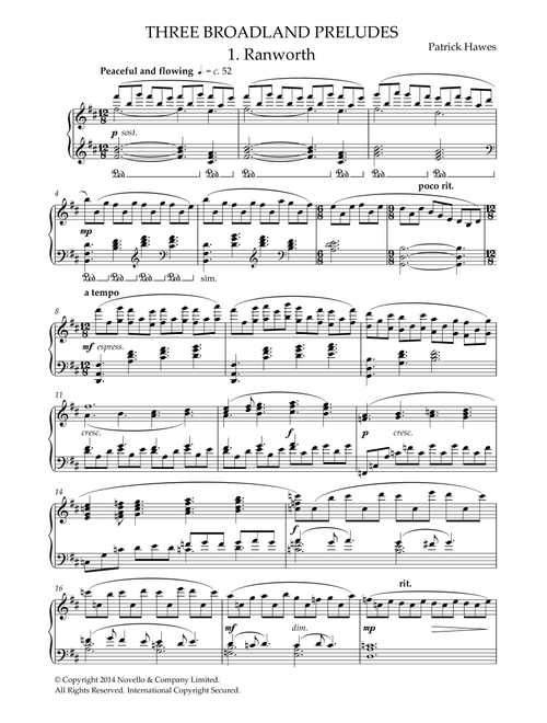 Three Broadland Piano Preludes - Patrick Hawes (Piano Solo)