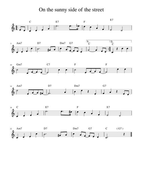 On the sunny side of the street - Lead Sheet