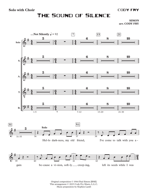 The Sound Of Silence (Arr. Cody Fry) - Cody Fry Feat Sleeping At Last (Choral, SATB)