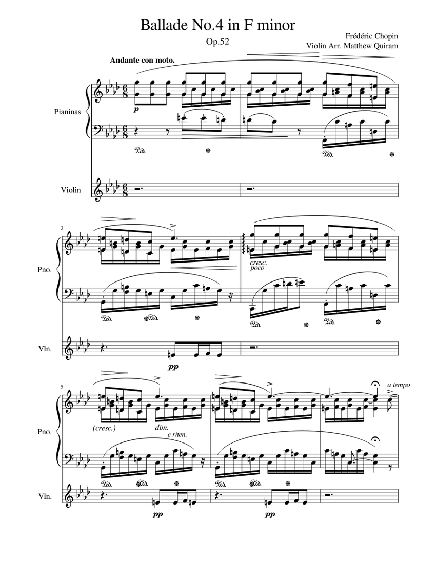 Ballade No.4, Op.52 Frédéric Chopin Chopin 4th ballade with violin