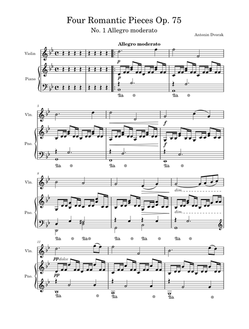 4 Romantic Pieces, Op.75 No. 1 Allegro Moderato – Antonín Dvořák