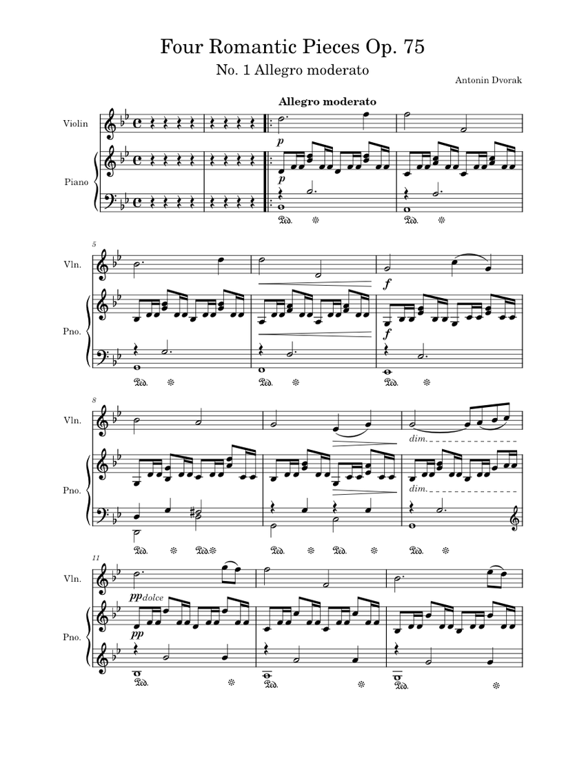 4 Romantic Pieces, Op.75 No. 1 Allegro Moderato – Antonín Dvořák