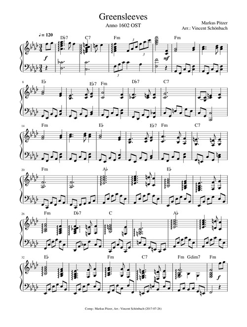 Anno 1602 / Traditional Folk Song - Greensleeves/What Child is This? - Piano Solo