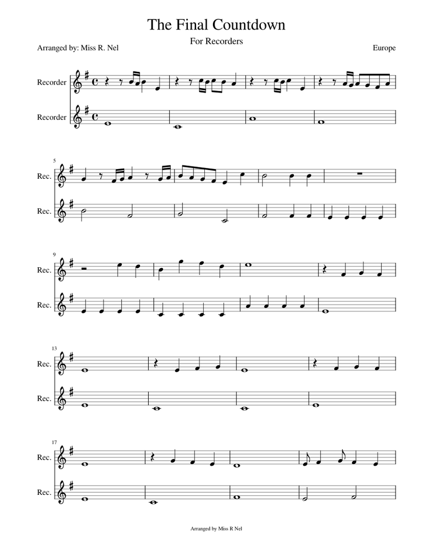 The final countdown flute cheap