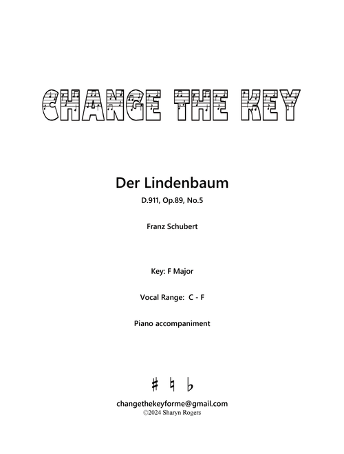 Der Lindenbaum - F Major (Arr. Sharyn Rogers) - Franz Schubert (Vocal Solo)