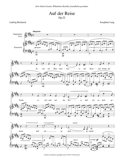 Lang Josephine - Auf der Reise Op.22