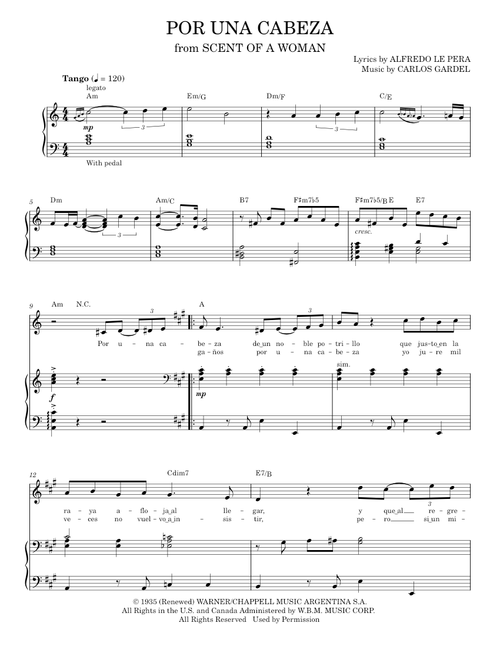 Por Una Cabeza - Alfredo Le Pera, Andrea Bocelli