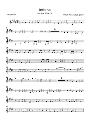 Berserk - Inferno – 9mm Parabellum Bullet Sheet Music for Piano