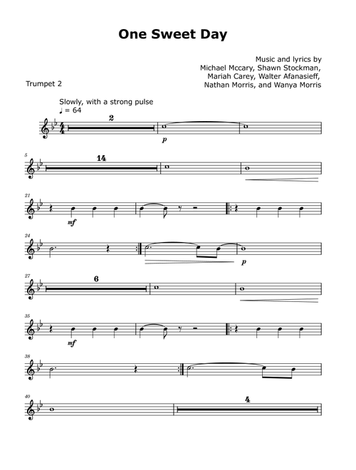 One Sweet Day (Arr. David Lartey) - Mariah Carey And Boyz Ii Men (Trumpet Solo)
