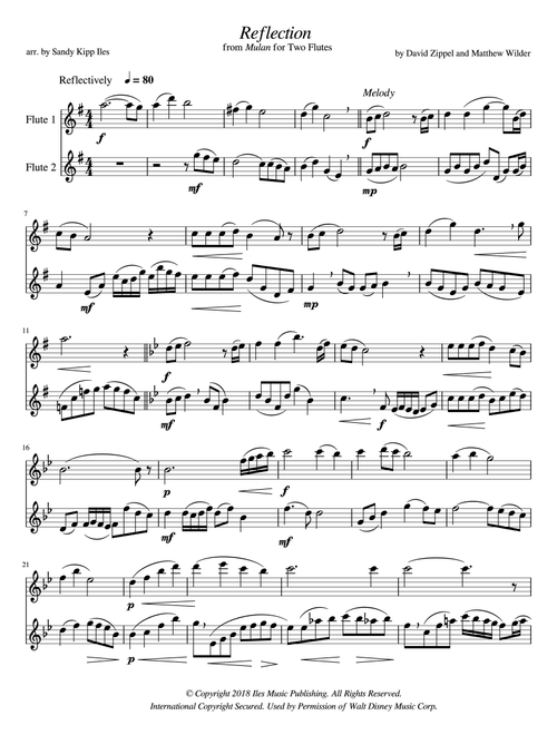 Reflection (Arr. Sandy Kipp ILES) - Christina Aguilera (Flute Duet)