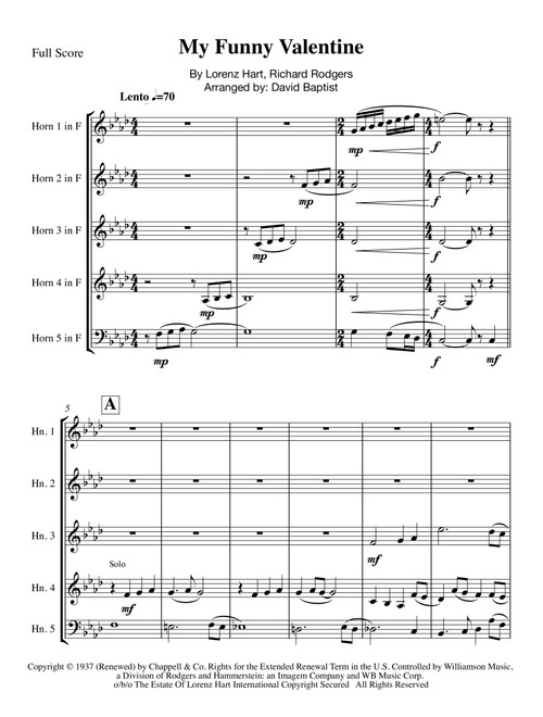 My Funny Valentine (Arr. David Baptist) - Richard Rodgers (Brass Ensemble)