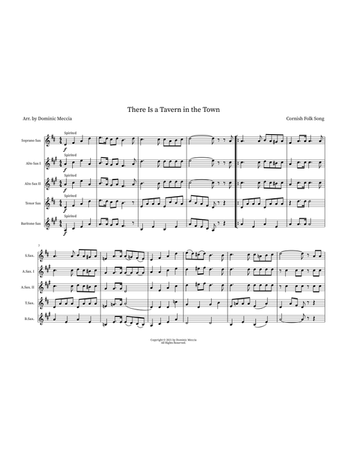 There Is a Tavern in the Town (Arr. Dominic Meccia) - Cornish Folk Song (Woodwind Ensemble)