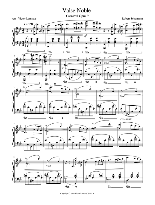 "Valse Noble", Carnaval Opus 9 de Robert Schumann pour piano