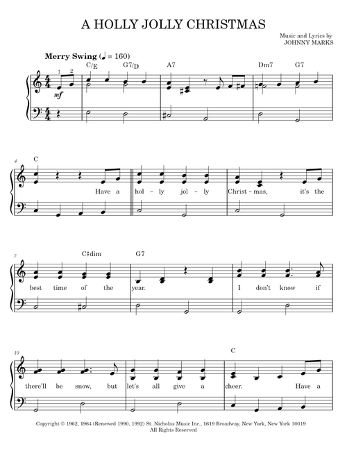 A Holly Jolly Christmas - Johnny Marks, Michael Bublé (Easy Piano)