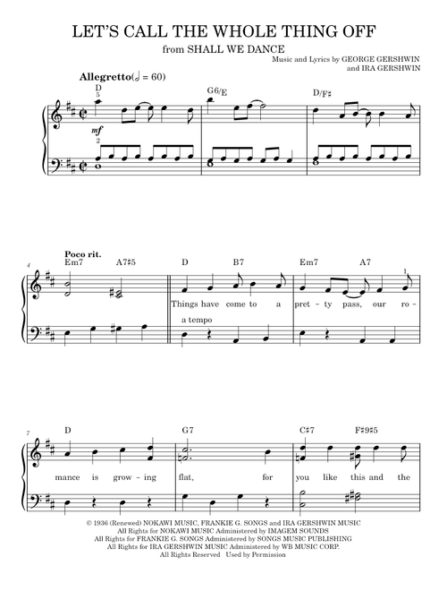 Let's Call The Whole Thing Off - George Gershwin, Ira Gershwin (Easy Piano)
