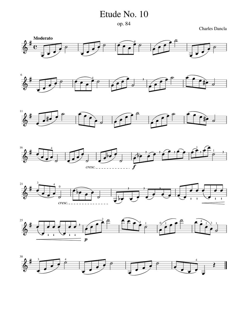 Etude No. 10 Charles Dancla op. 84 Sheet music for Violin Solo Musescore