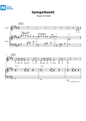 Spiegelbeeld – Suzan & Freek Sheet Music for Piano (Solo) easy ...