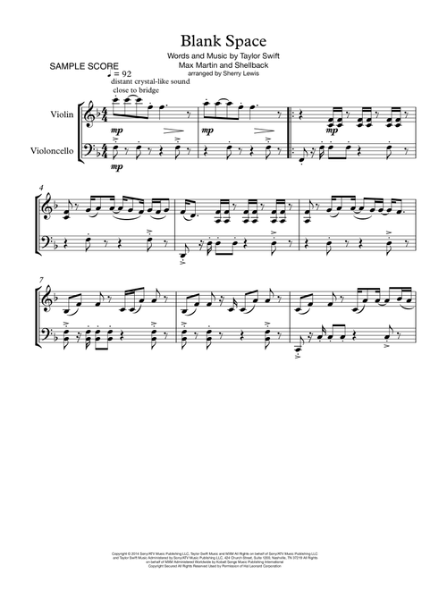Blank Space (Arr. Sherry Lewis) - Taylor Swift (Instrumental Duet)