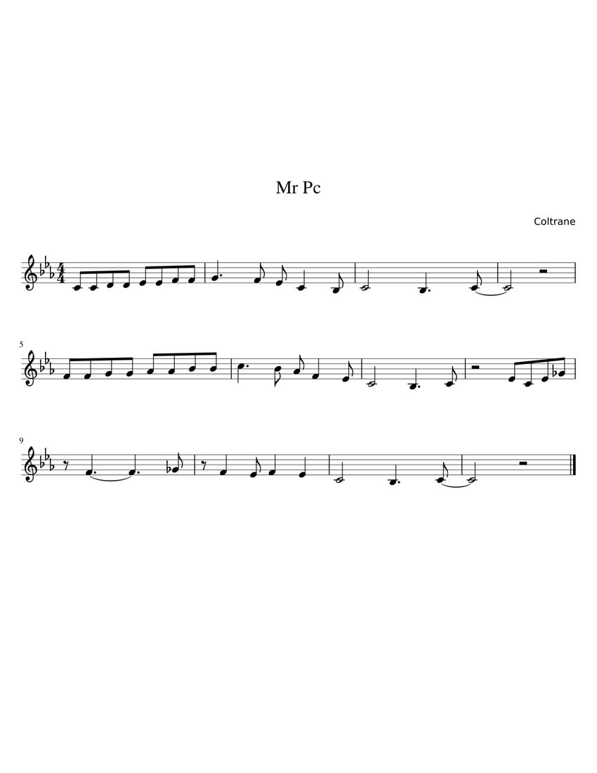 Mr Pc Coltrane Guitar Sheet Music for Piano (Solo) easy | MuseScore.com