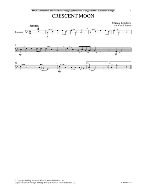 Crescent Moon - Carol Barratt, Chinese Folk Song (Instrumental Solo)