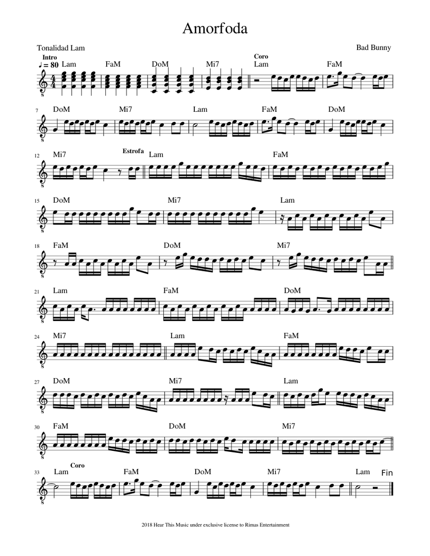 Bad Bunny Amorfoda piano tutorial