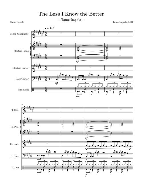 The less i know the better – Tame Impala (Tenor Sax for vocals)