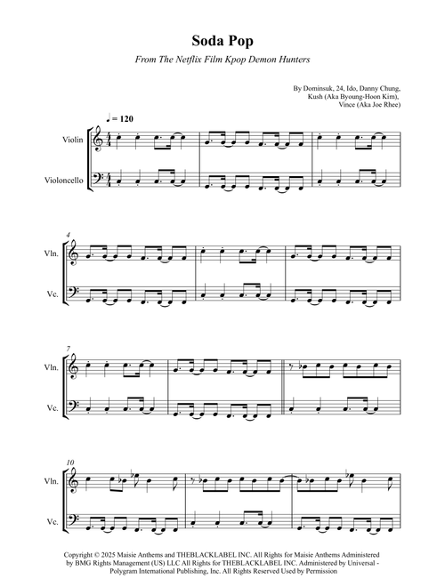 Soda Pop (Arr. Wesley S. SIlva) - Saja Boys (Instrumental Duet)