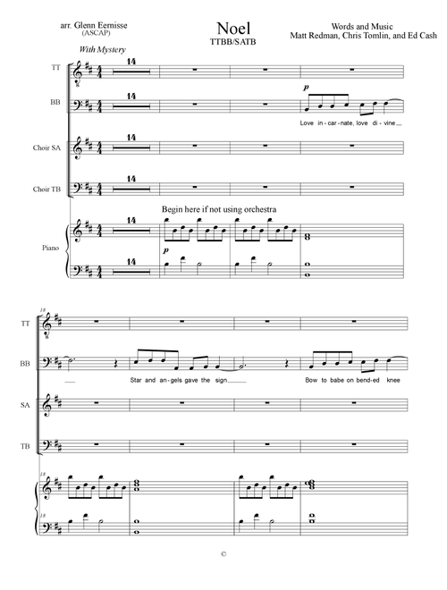 Noel (Arr. Glenn Eernisse) - Ed Cash, Matt Redman, Chris Tomlin (Choral, SATB)
