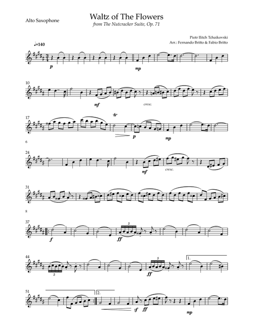 Waltz of The Flowers - from Nutcracker (P. I. Tchaikovsky) for Alto Saxophone Solo (Arr. Fabio Britto) - Piotr Ilitch Tchaikovsky (Alto Sax Solo)