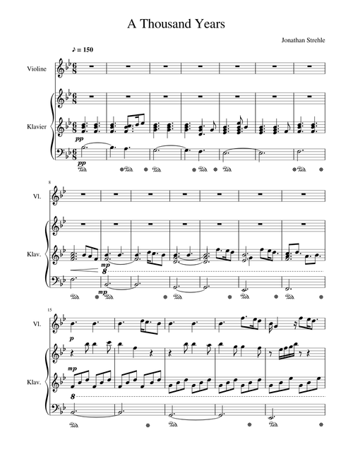 A Thousand Years; Piano Violin Duett 