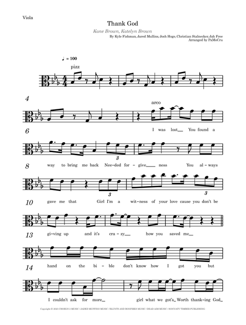 Thank God (Arr. PaMoCru) - Kane Brown (Viola Solo)