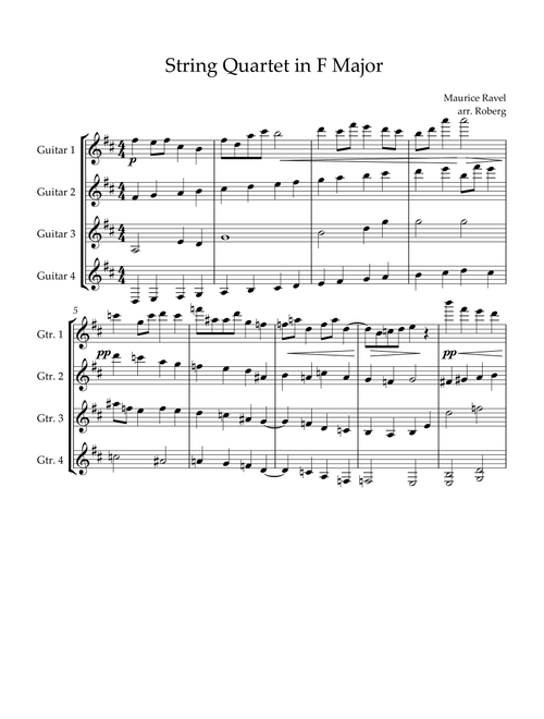 String Quartet in F Major (Guitar Quartet) (Arr. Jackson Roberg) - Maurice Ravel (Guitar Ensemble)