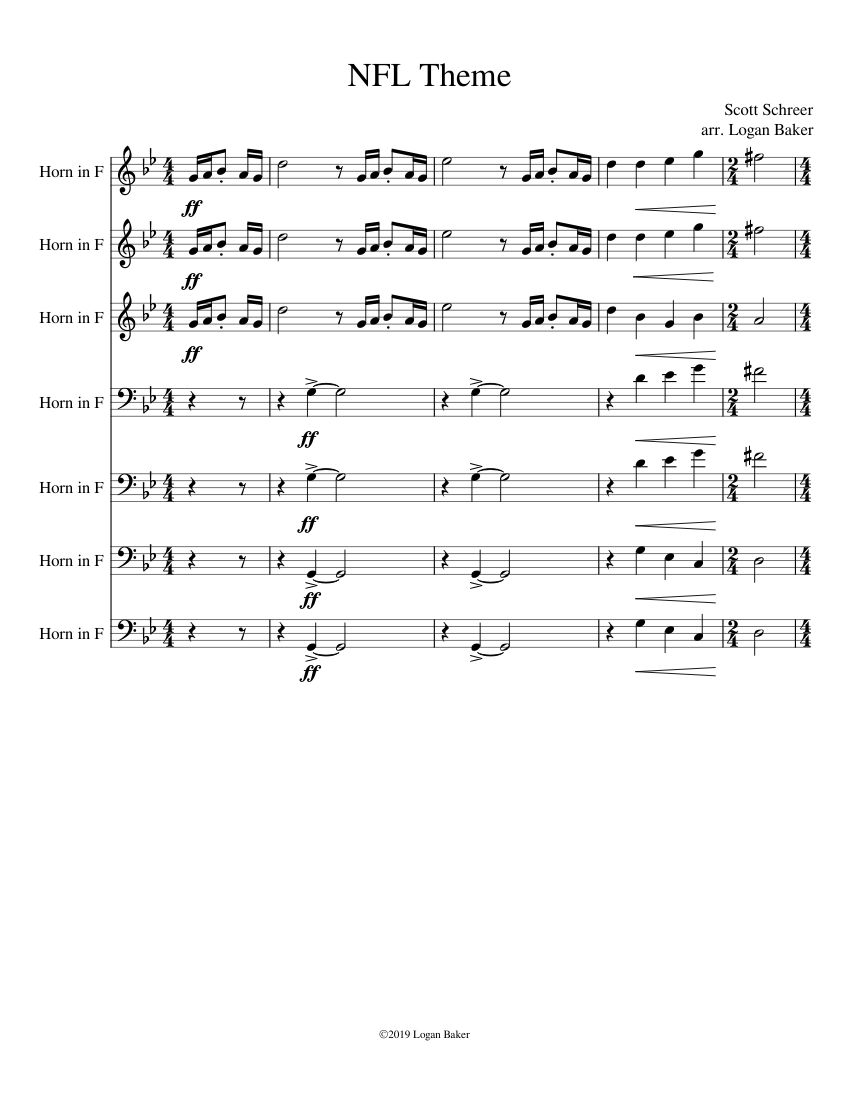 NFL on Fox Theme Sheet music for French horn Brass Quartet Musescore