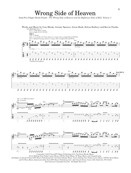 Wrong Side Of Heaven - Five Finger Death Punch (Guitar Tab)