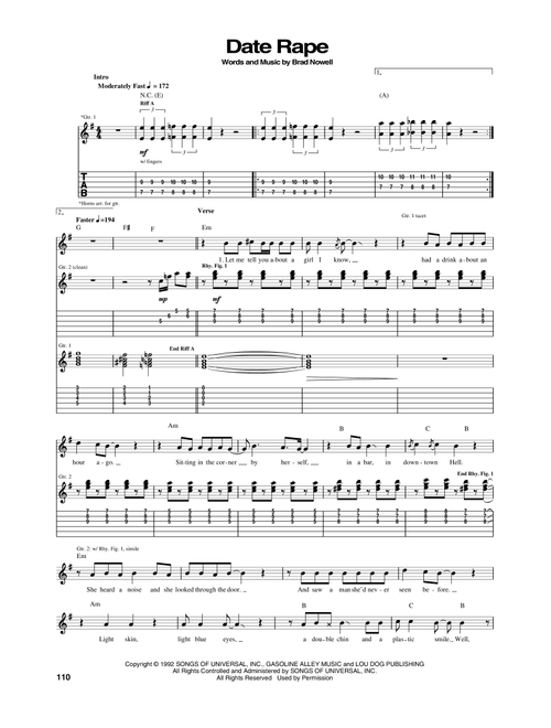 Date Rape - Sublime (Guitar Tab)