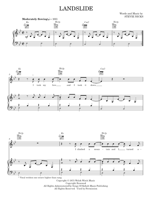 Landslide - Fleetwood Mac (Piano-Vocal-Guitar)