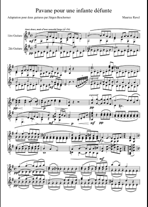 Partition Piano - Pavane Pour Une Infante Défunte De Ravel