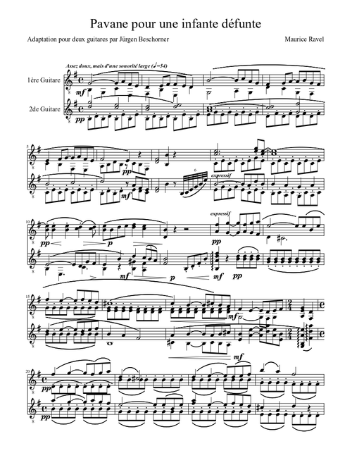 M. Ravel Pavane pour une infante défunte pour deux guitares