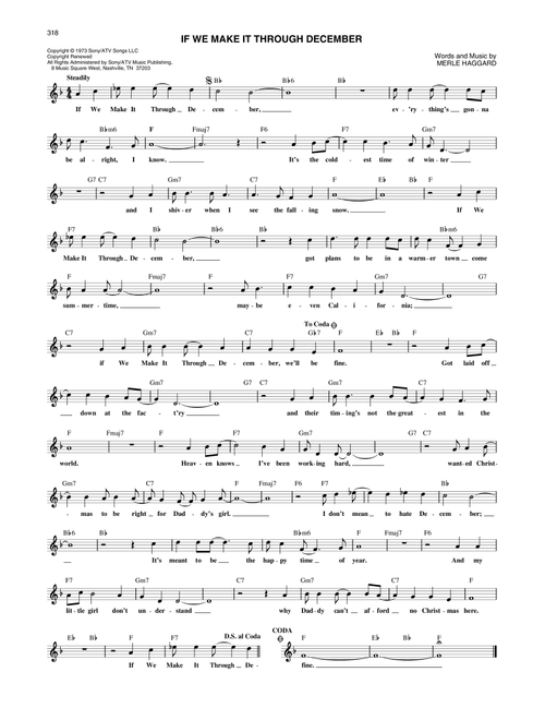 If We Make It Through December - Merle Haggard (Lead Sheet - Fake Book)