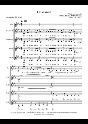Obsessed – Olivia Rodrigo (Realistic Ranges - Marching Band) Sheet