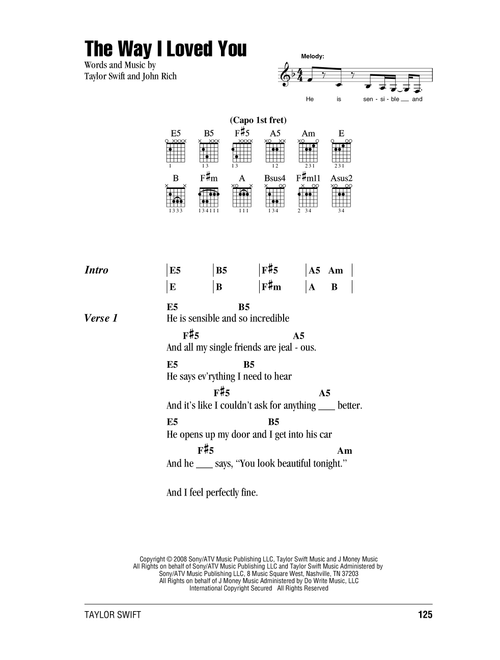 The Way I Loved You - Taylor Swift (Guitar Chords-Lyrics)