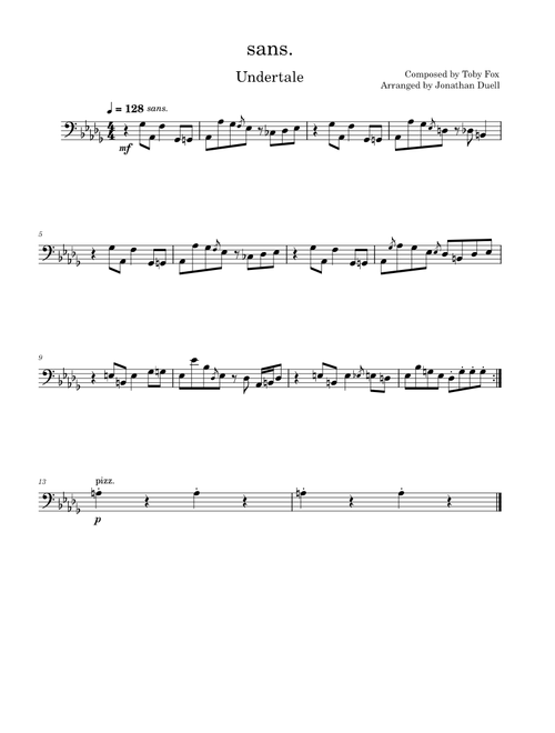Sans – Toby Fox sans. – Toby Fox – Undertale OST: 015 for Cello Solo