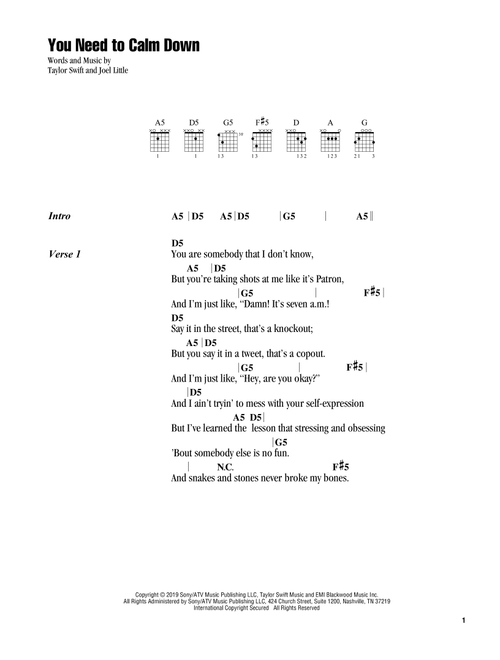 You Need To Calm Down - Taylor Swift (Guitar Chords-Lyrics)