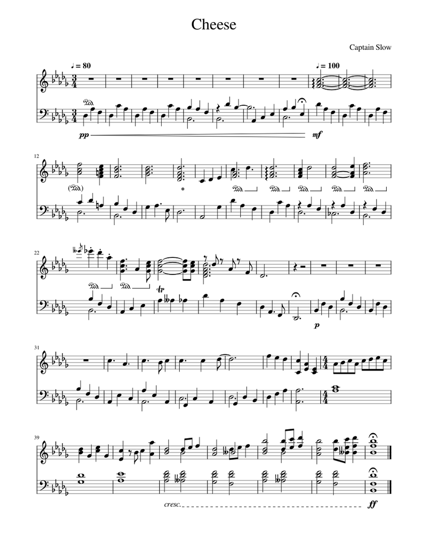 Cheese Sheet Music for Piano (Solo) Easy | MuseScore.com