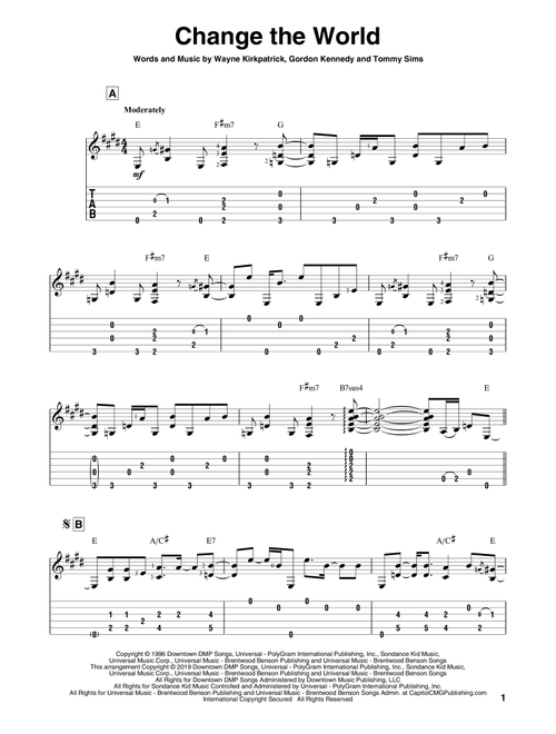 Change The World - Eric Clapton, Wynonna (Solo Guitar)
