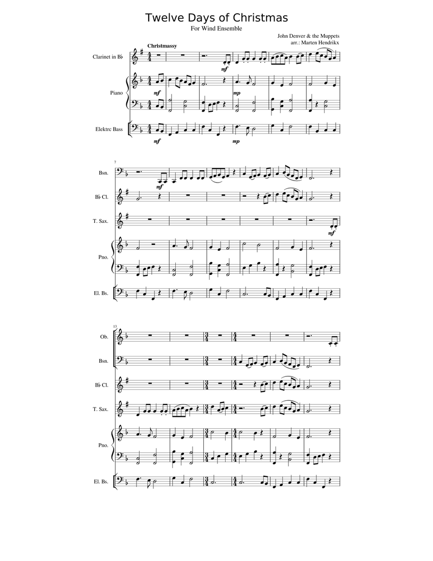 twelve-days-of-christmas-sheet-music-for-piano-trombone-euphonium-tuba-more-instruments-concert-band-musescore-com