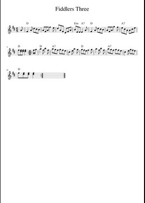 Fiddlers Three Sheet Music with Chords for Piano (Solo) easy ...