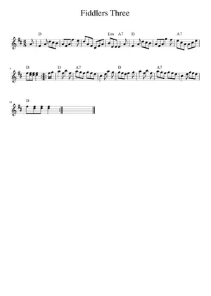 A Fiddler Three Fiddlers Three Sheet Music with Chords for Piano (Solo) easy ...